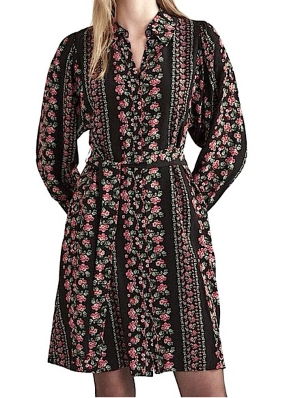NWT Womens Boden Midi Belted Dress Shirt. Size 4 XS/Small Floral